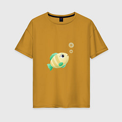Футболка оверсайз женская Золотая рыбка, цвет: горчичный