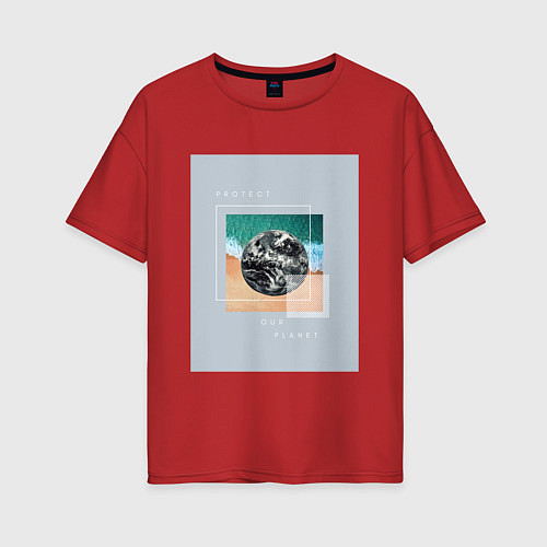 Женская футболка оверсайз Planet / Красный – фото 1