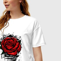 Футболка оверсайз женская Красная Роза Red Rose, цвет: белый — фото 2