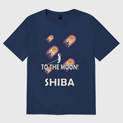 Футболка оверсайз женская TO THE MOON! SHIBA, цвет: тёмно-синий