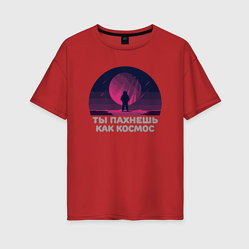 Женская футболка оверсайз Запах Космоса / Красный – фото 1