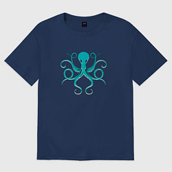 Футболка оверсайз женская Осьминог, цвет: тёмно-синий