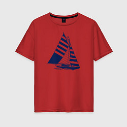 Футболка оверсайз женская Парусная лодка, цвет: красный