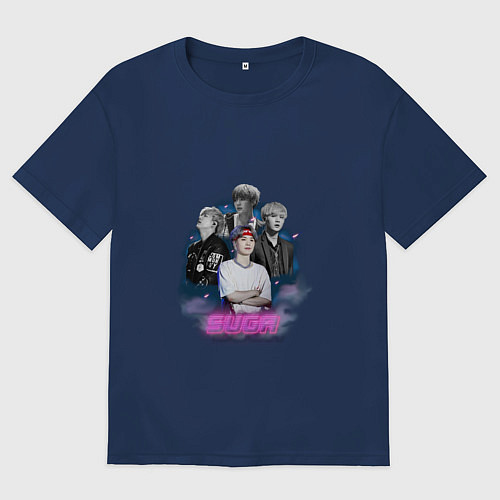 Женская футболка оверсайз SUGA BTS space / Тёмно-синий – фото 1