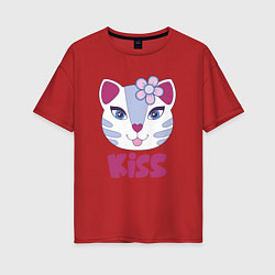 Футболка оверсайз женская Kiss Cat, цвет: красный
