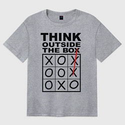 Футболка оверсайз женская THINK OUTSIDE THE BOX, цвет: меланж