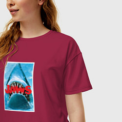 Футболка оверсайз женская Jaws classic, цвет: маджента — фото 2