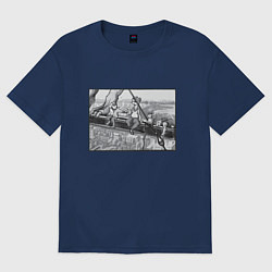 Женская футболка оверсайз Обед на небоскрёбе - пародия