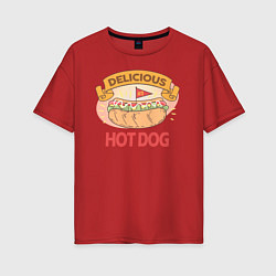 Футболка оверсайз женская Delicious Hot Dog, цвет: красный