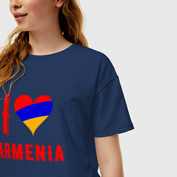 Футболка оверсайз женская I Love Armenia, цвет: тёмно-синий — фото 2