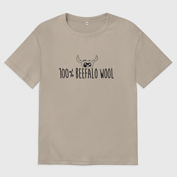 Футболка оверсайз женская Стопроцентная шесть бифало, цвет: миндальный