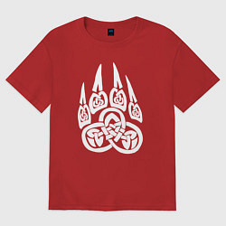 Футболка оверсайз женская Символ Велеса Медвежья лапа, цвет: красный
