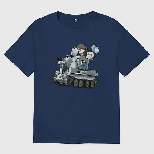 Женская футболка оверсайз Девушки и танки Jatkosota / Тёмно-синий – фото 1