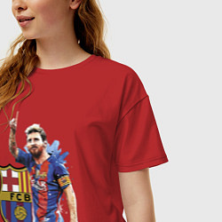 Футболка оверсайз женская Lionel Messi Barcelona Argentina!, цвет: красный — фото 2