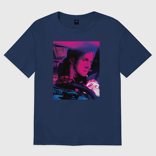 Женская футболка оверсайз Фильм драйв / Тёмно-синий – фото 1