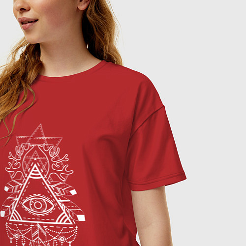 Женская футболка оверсайз Глаз в треугольнике / Красный – фото 3