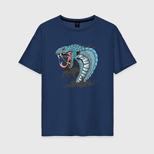 Женская футболка оверсайз Голова змеи / Тёмно-синий – фото 1