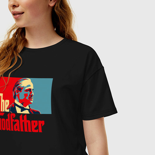 Женская футболка оверсайз Godfather logo / Черный – фото 3