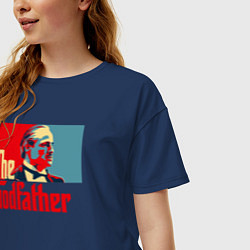 Футболка оверсайз женская Godfather logo, цвет: тёмно-синий — фото 2