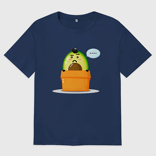 Женская футболка оверсайз Авокадо грустный / Тёмно-синий – фото 1