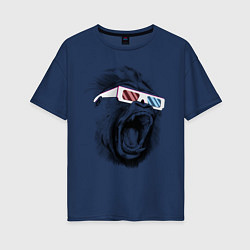 Футболка оверсайз женская Дикая горилла, цвет: тёмно-синий