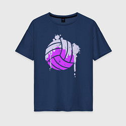 Футболка оверсайз женская Мяч - Волейбол, цвет: тёмно-синий