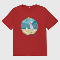 Женская футболка оверсайз Cat Volleyball