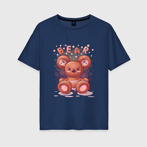 Женская футболка оверсайз Медвежонок Bear / Тёмно-синий – фото 1