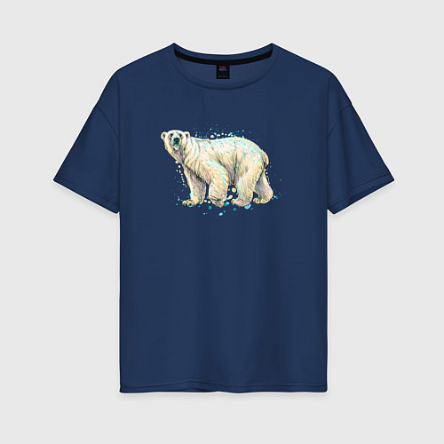 Женская футболка оверсайз Белый медведь / Тёмно-синий – фото 1