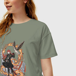 Футболка оверсайз женская Дилюк в деле, цвет: авокадо — фото 2