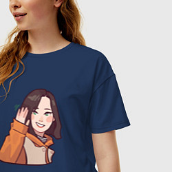 Футболка оверсайз женская Haseul, цвет: тёмно-синий — фото 2
