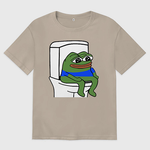 Женская футболка оверсайз Лягушонок пепе / Миндальный – фото 1