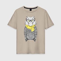 Женская футболка оверсайз Hipster Cat