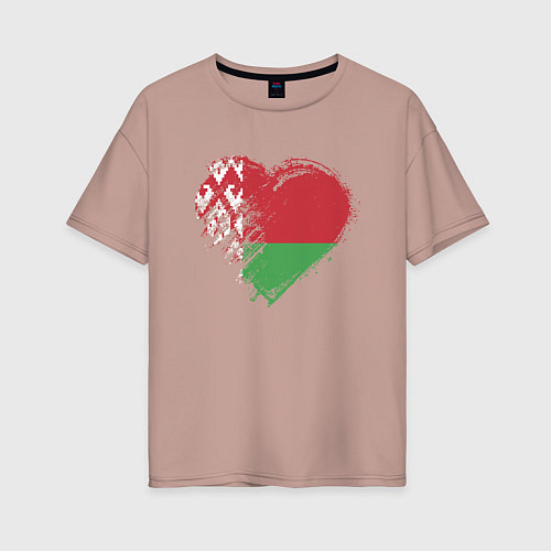 Женская футболка оверсайз Сердце Беларуси / Пыльно-розовый – фото 1