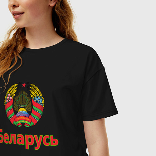 Женская футболка оверсайз Беларусь / Черный – фото 3