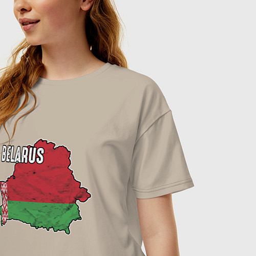 Женская футболка оверсайз Belarus Map / Миндальный – фото 3