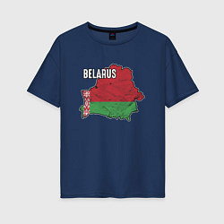 Футболка оверсайз женская Belarus Map, цвет: тёмно-синий