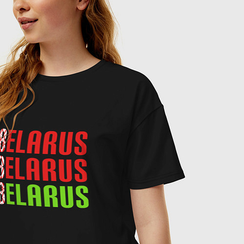Женская футболка оверсайз Моя Беларусь / Черный – фото 3