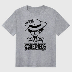 Футболка оверсайз женская Луффи пират Соломенной шляпы, цвет: меланж