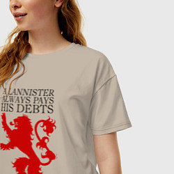Футболка оверсайз женская Logo and quotes Lannister, цвет: миндальный — фото 2