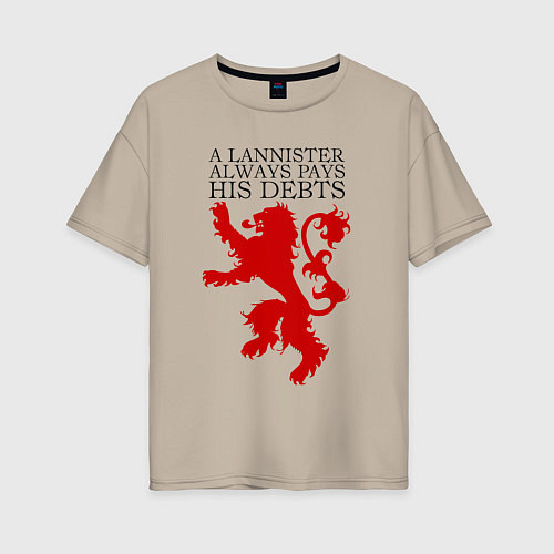 Женская футболка оверсайз Logo and quotes Lannister / Миндальный – фото 1