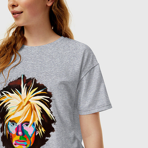 Женская футболка оверсайз Портрет Художника Andy Warhol / Меланж – фото 3