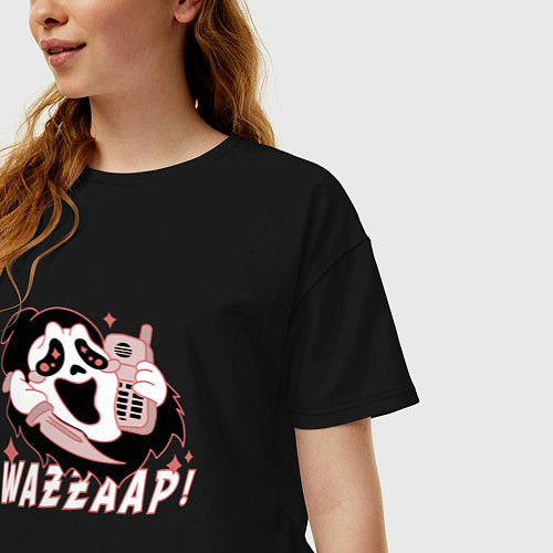 Женская футболка оверсайз Очень страшное кино - Wazzaap Крик / Черный – фото 3