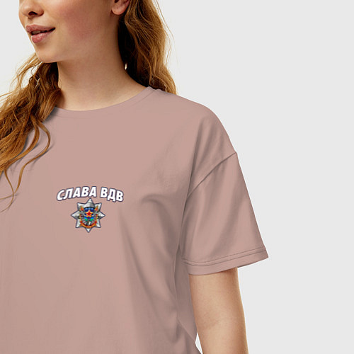 Женская футболка оверсайз Слава ВДВ / Пыльно-розовый – фото 3