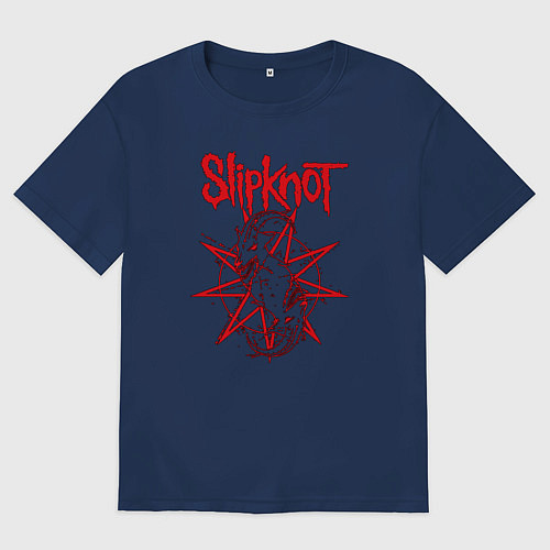 Женская футболка оверсайз Slipknot Slip Goats Art / Тёмно-синий – фото 1