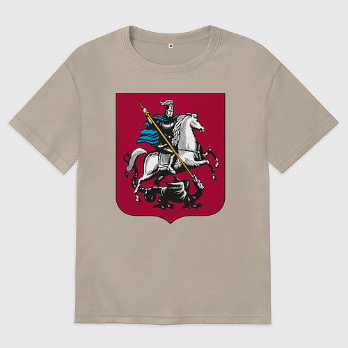 Женская футболка оверсайз Георгий Победоносец - Герб / Миндальный – фото 1