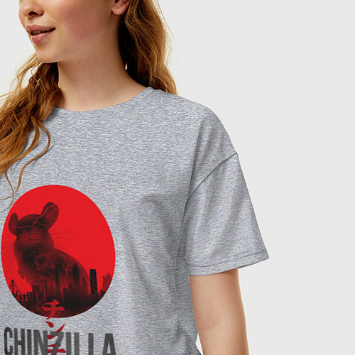 Женская футболка оверсайз Chinzilla black / Меланж – фото 3