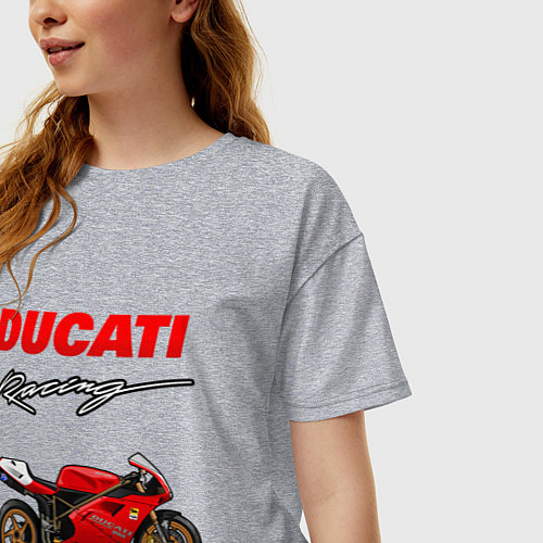 Женская футболка оверсайз DUCATI ДУКАТИ MOTOSPORT / Меланж – фото 3