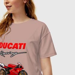 Футболка оверсайз женская DUCATI ДУКАТИ MOTOSPORT, цвет: пыльно-розовый — фото 2