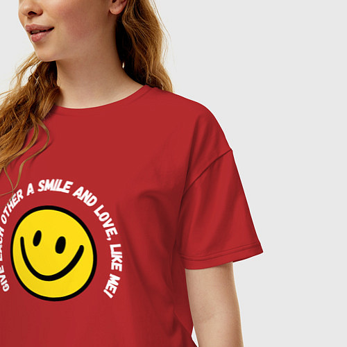 Женская футболка оверсайз Smile / Красный – фото 3